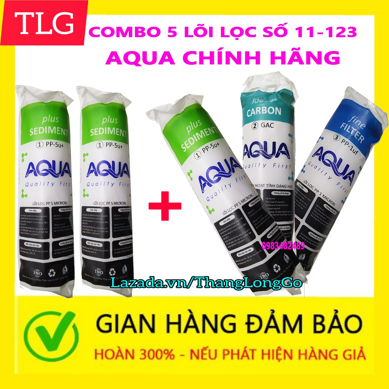 COMBO 5 LÕI LỌC NƯỚC AQUA | DÙNG CHO 9 THÁNG