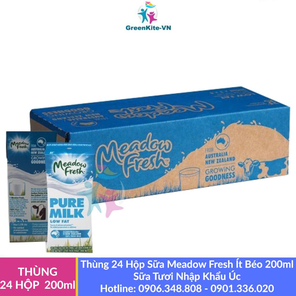 [Thùng 24 Hộp] Sữa Tươi Meadow Fresh Ít Béo 200ml - Sữa Nhập Khẩu Úc - Date mới nhất