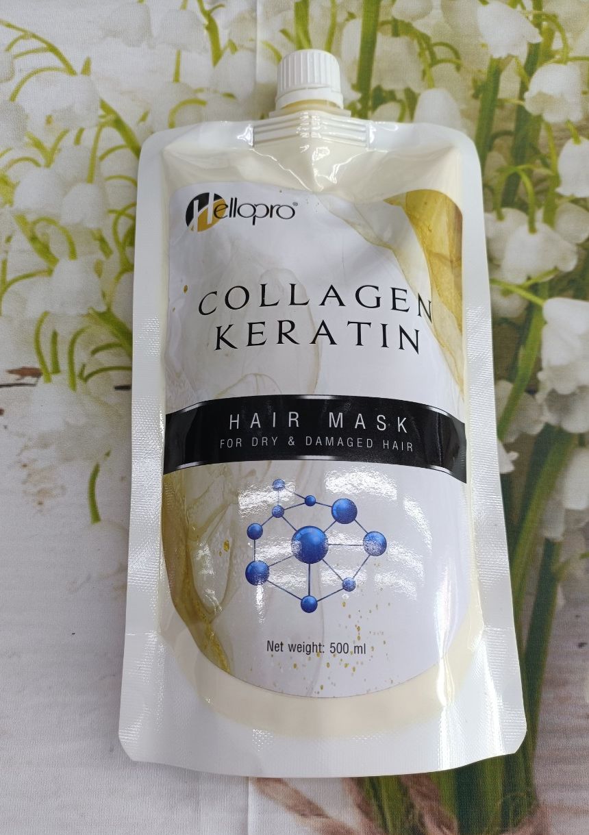 Kem hấp dầu phục hồi tóc hellopro collagen keratin 500ml