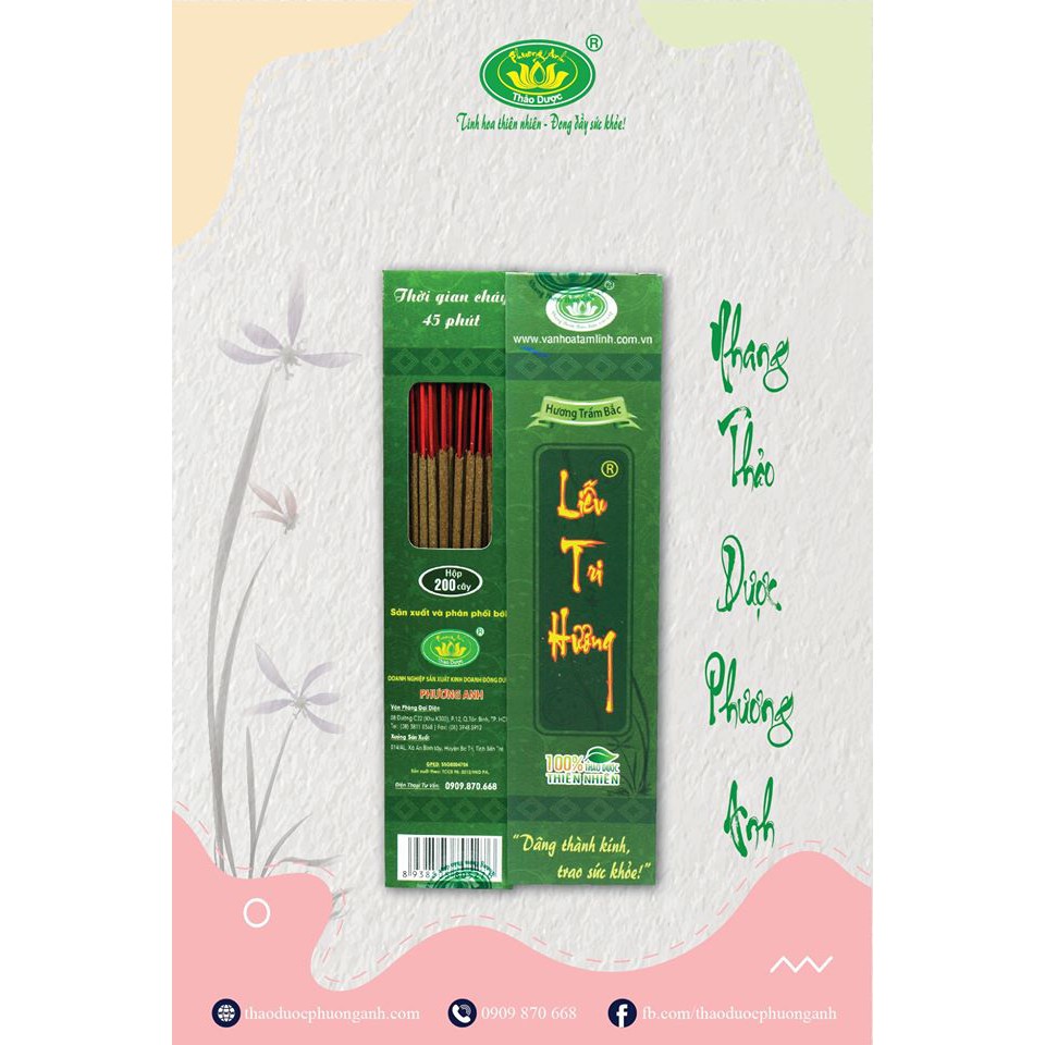 Nhang thảo dược sạch - liễu tri hương trầm 2 tấc 200 cây