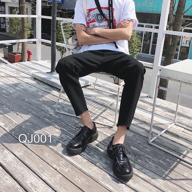 Quần Jeans Nam Thời Trang Đen Xả Lai Unisex ( jean co giãn tốt )