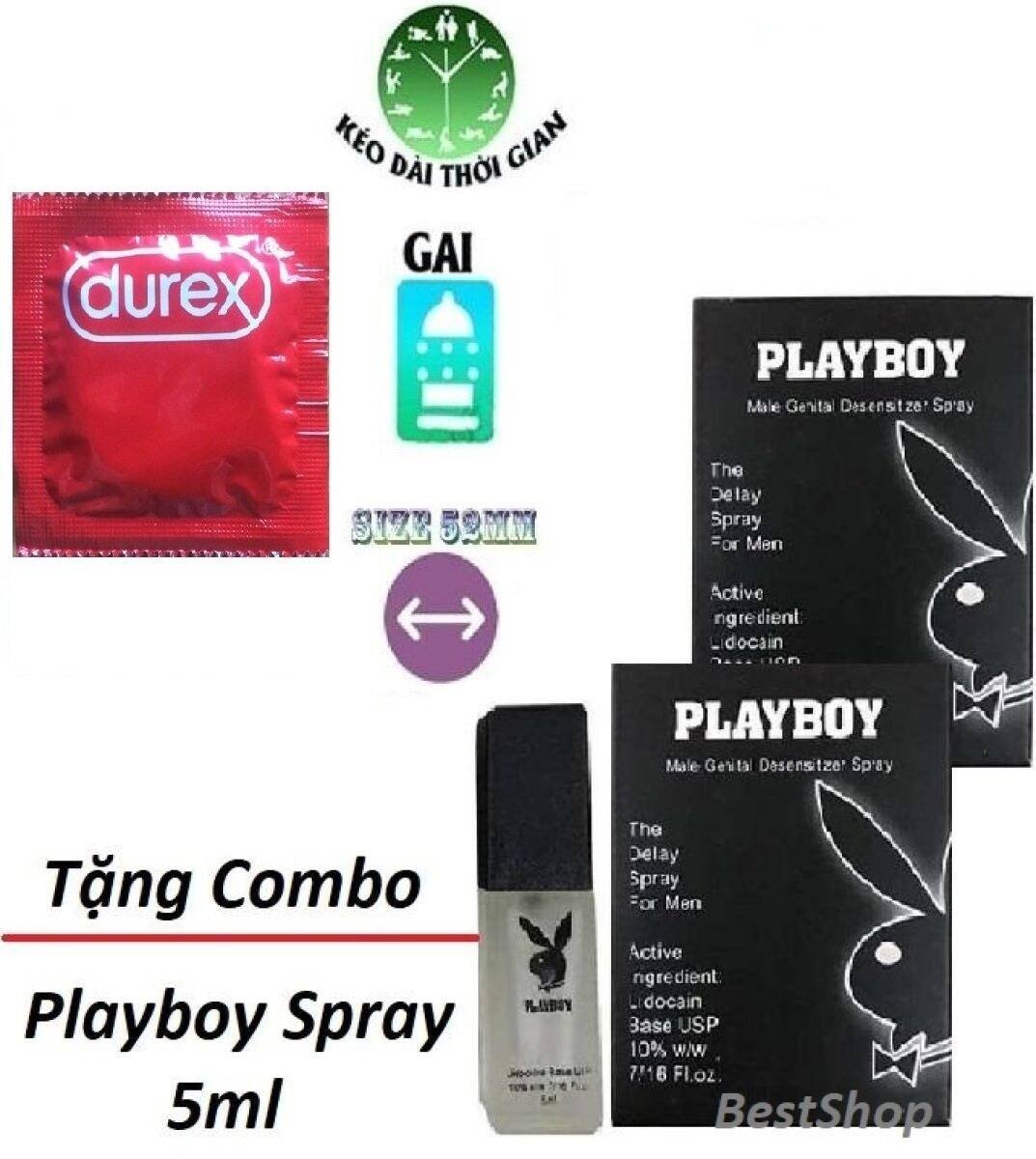 Combo 1 bao cao su durex ,kéo dài thời gian tặng 2 chai xịt chống xuất tinh sớm play boy 5ml