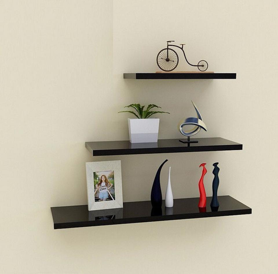 Bộ 3 kệ treo tường thanh ngang sơn bóng cao cấp - home decor