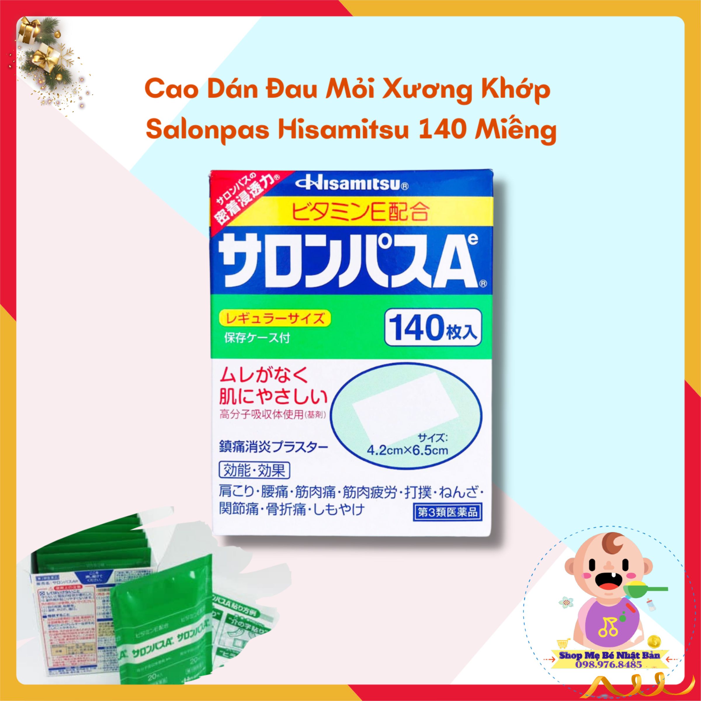 Cao dán đau mỏi xướng khớp salonpas hisamitsu 140 miếng