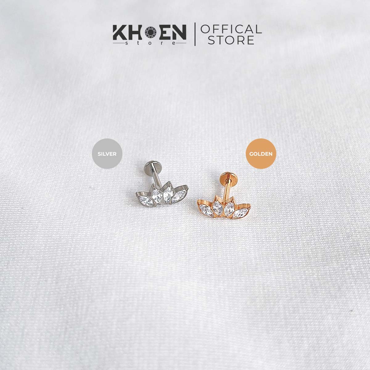 Khuyên đá 4 tia cánh - titan - khoen store