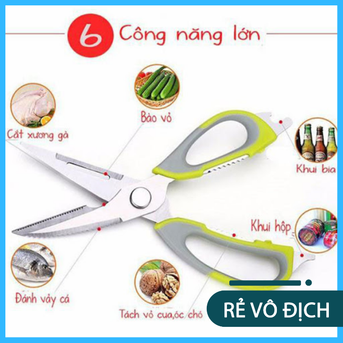 Kéo cắt gà đa năng lưỡi Nhật Bản 6 trong 1