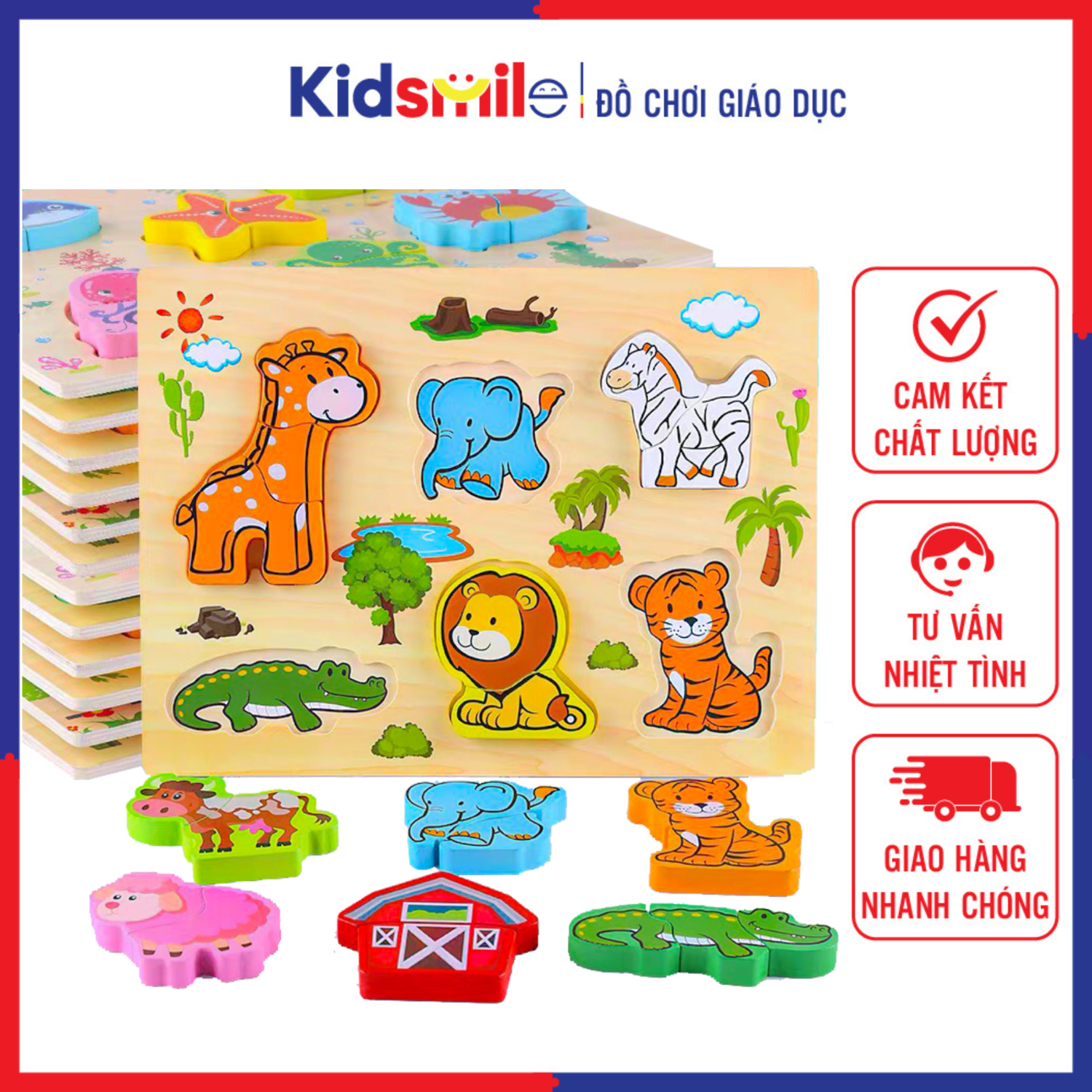 Đồ chơi ghép hình gỗ logic ( nhiều chủ đề ) cho trẻ em từ 1 đến 3 tuổi phát triển tư duy và sáng tạo