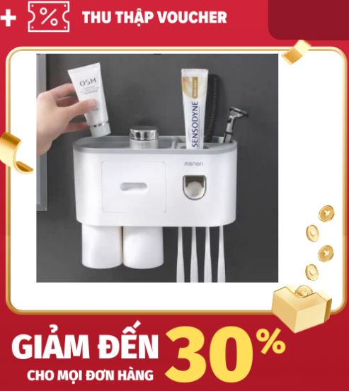 Bộ Nhả Kem Đánh Răng OENEN, Kệ Treo Bàn Chải Kem Đánh Răng Phòng Tắm Kèm Cốc Hút Từ Tính Lắp Đặt Dán Tường Gạch Men - OEKEM