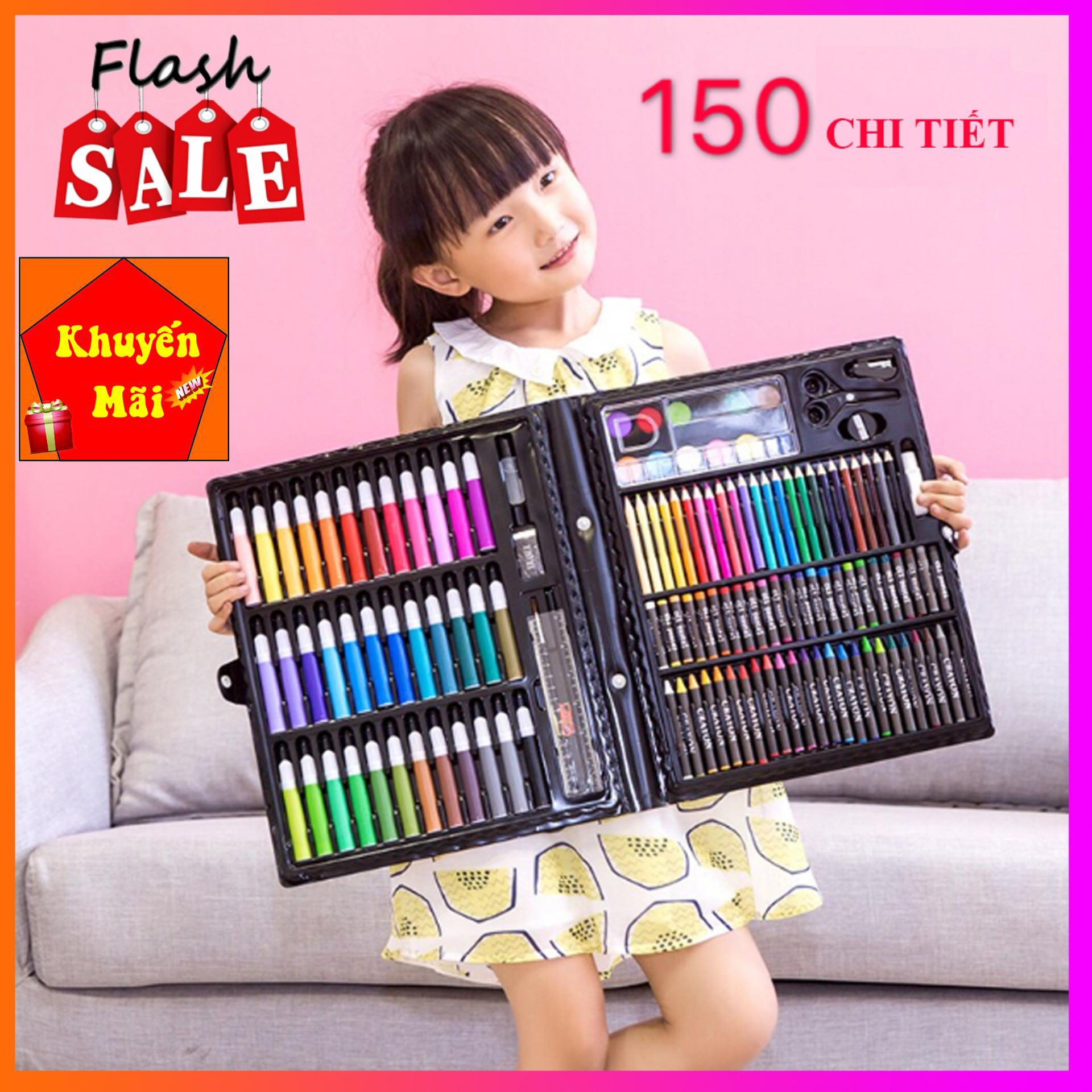 HỘP BÚT CHÌ MÀU ĐA NĂNG 150 CHI TIẾT NA613, VẺ TRANH MÀU NƯỚC ,BÚT MÀU VẼ - HỘP BÚT CHÌ MÀU CHUYÊN DỤNG CHO NHIỀU ĐỐI TƯỢNG.