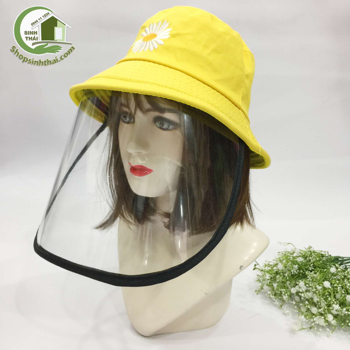 [HCM]Nón mũ chống giọt bắn nước bọt - nón mũ có màn che kính màu vàng
