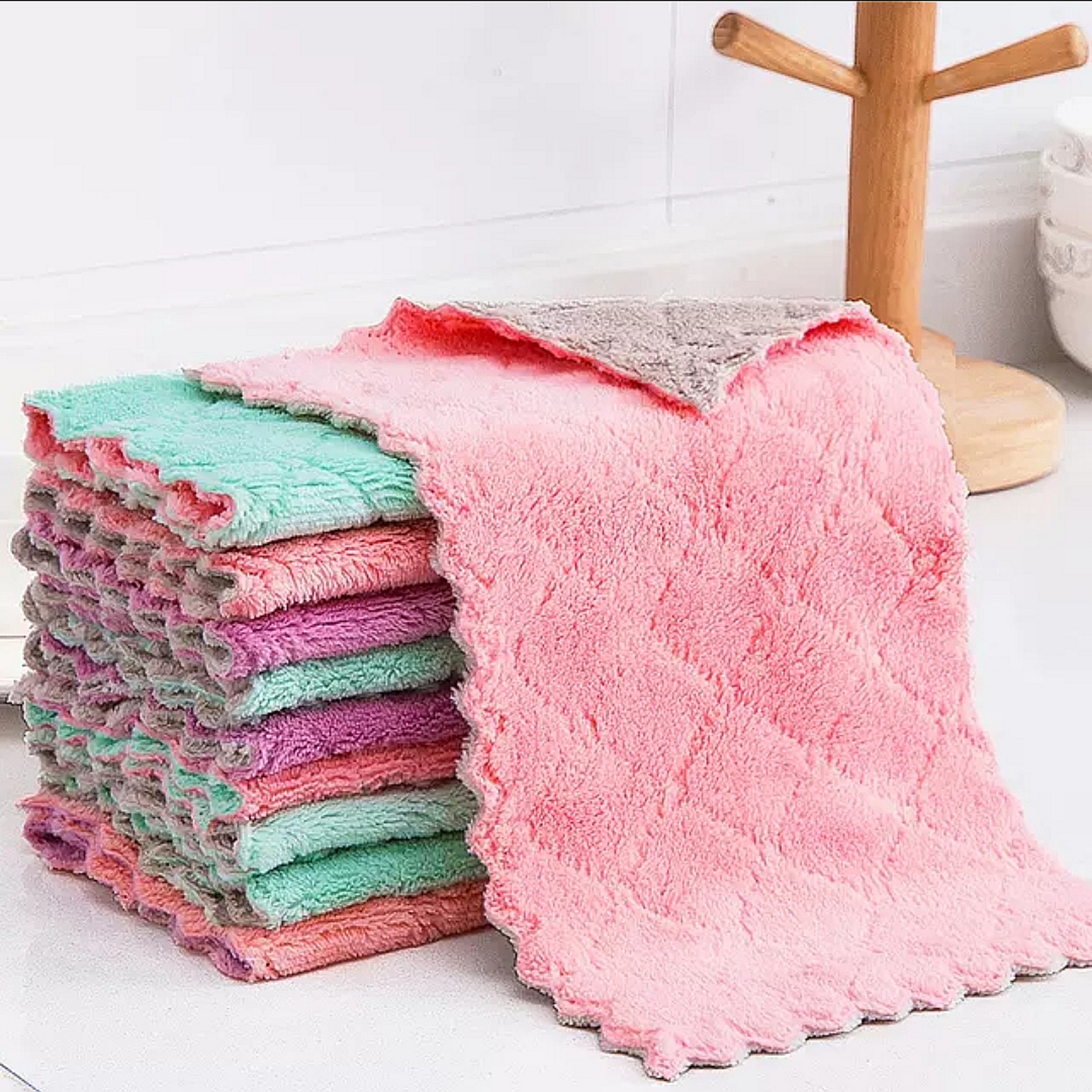 Combo 10 khăn lau bếp đa năng 2 lớp 25x15cm mềm mịn