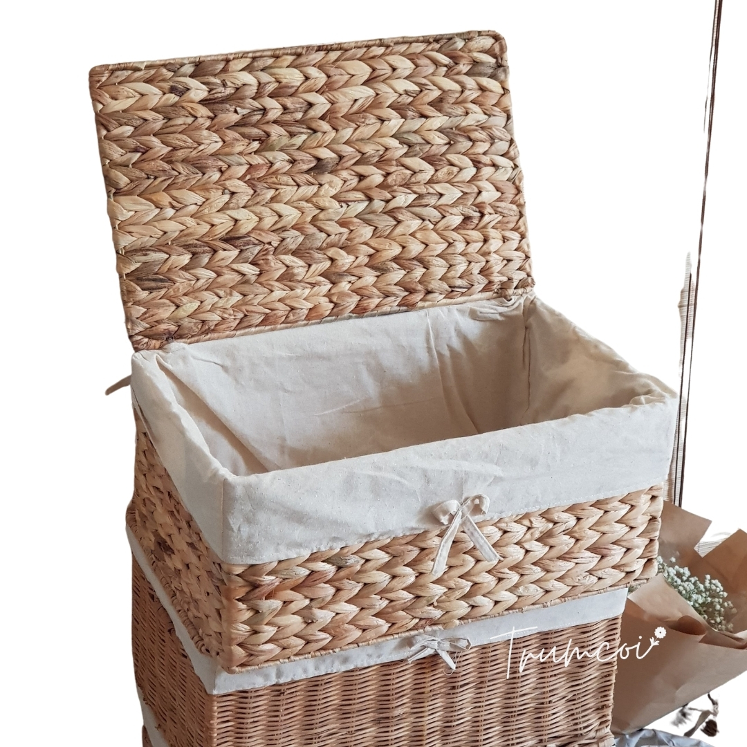 Khay cói/lục bình đựng đồ kèm vải lót đủ size