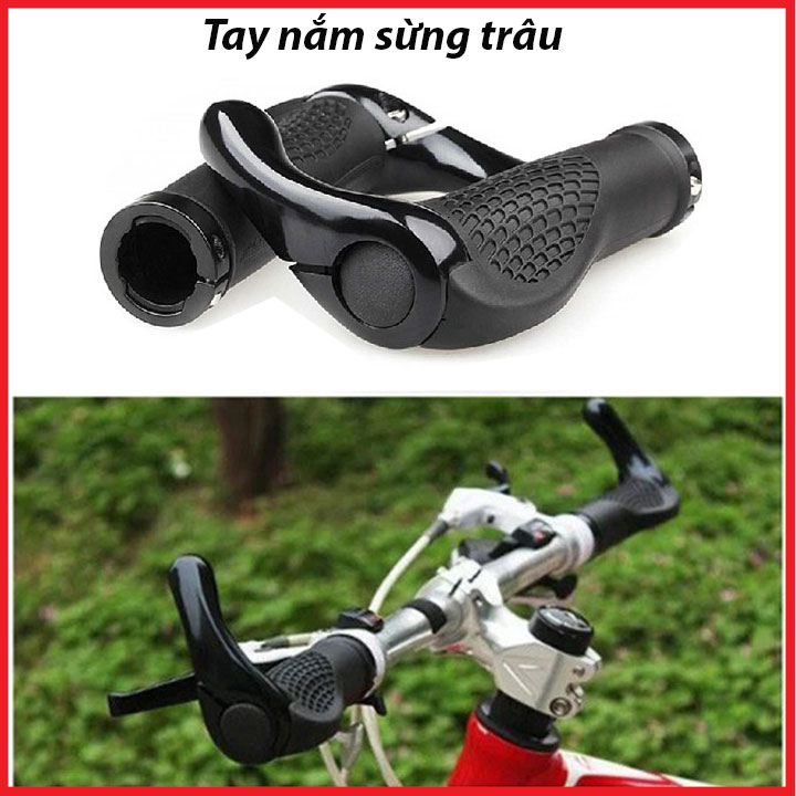 Bộ 2 tay nắm sừng trâu xe đạp cao su chống mỏi