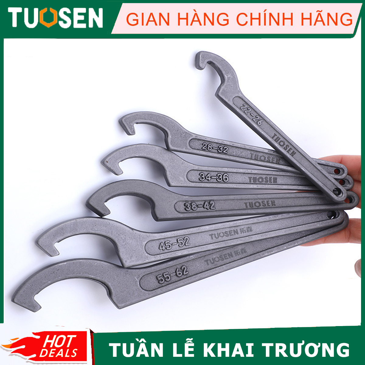 Cờ lê móc đa năng, cờ lê lưỡi liềm cỡ từ 22mm đến 145mm TUOSEN