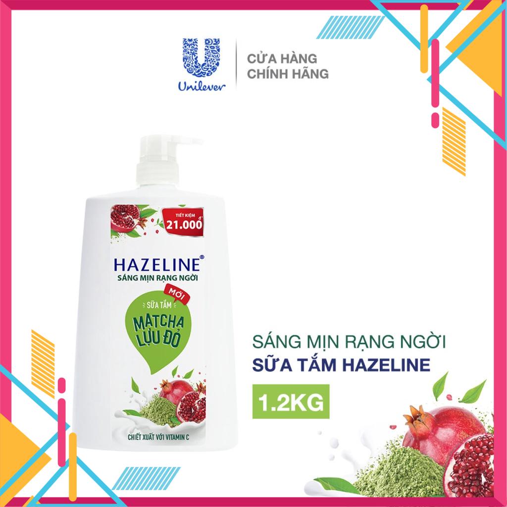 Sữa tắm chai 1.2kg hazeline dưỡng thể thiên nhiên trắng sáng da matcha lưu đỏ.
