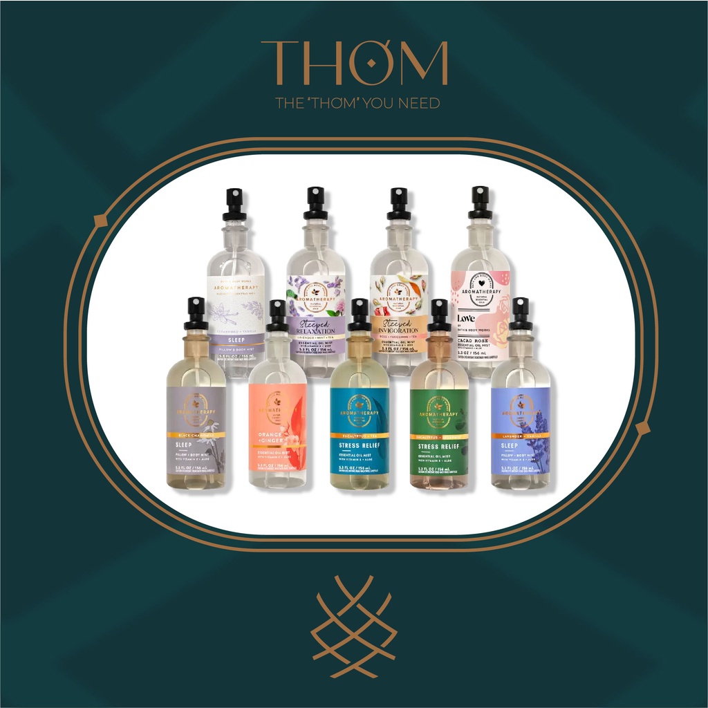 Xịt thơm tinh dầu thư giãn xịt gối bath & body works aromatherapy stress relief 156ml