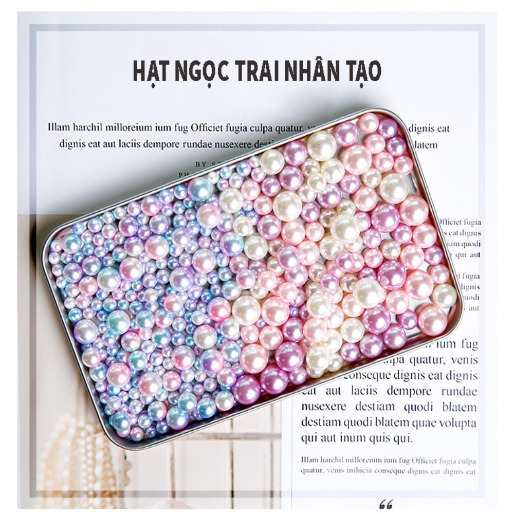 100 Hạt ngọc trai Hồng Xanh Tím nhân tạo phối nhiều màu dùng làm phụ kiện chụp ảnh