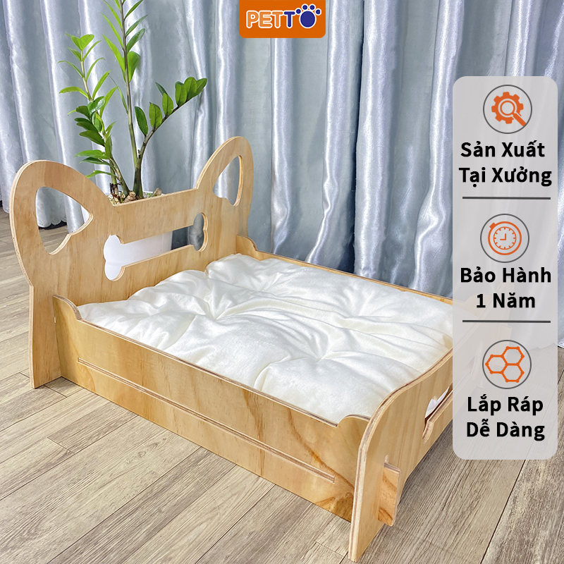 Giường Gỗ Siêu Đáng Yêu Cho Chó Mèo DT002