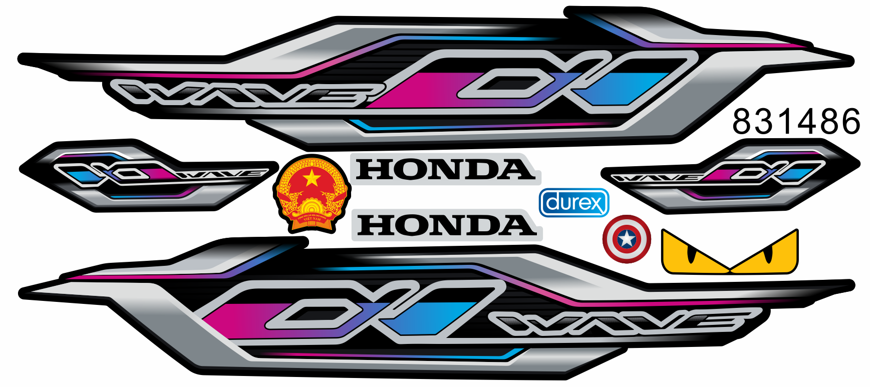 Tem rời Wave ALPHA  Mẫu 2023  | Tem cao cấp 3 lớp chống nước chống bay màu |  831486