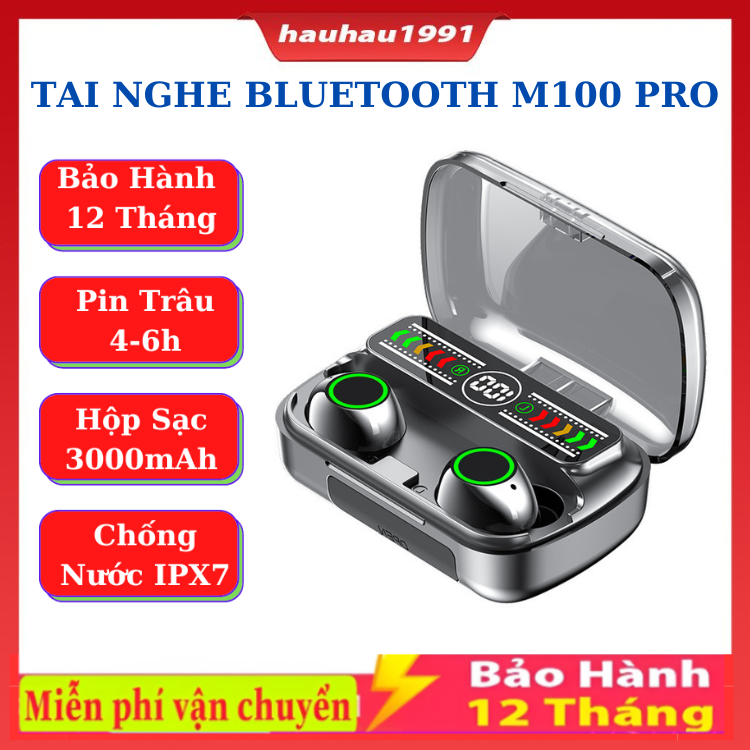 Tai Nghe Bluetooth M100 /M10 / F9 bản Pro upgrade Pin Trâu 3000mah, Nút Cảm Ứng, screen Led Gaming, Chống Nước