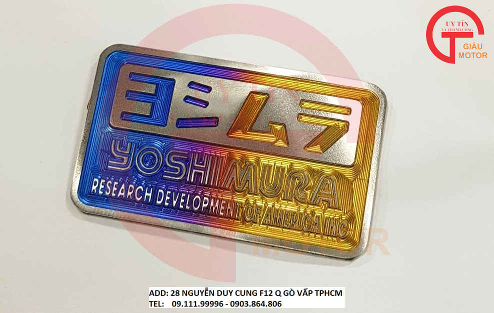 MIẾNG TEM TITAN DÁN DÈ CON HONDA AIR BLADE ,VARIO CHỮ YOSHIMURA