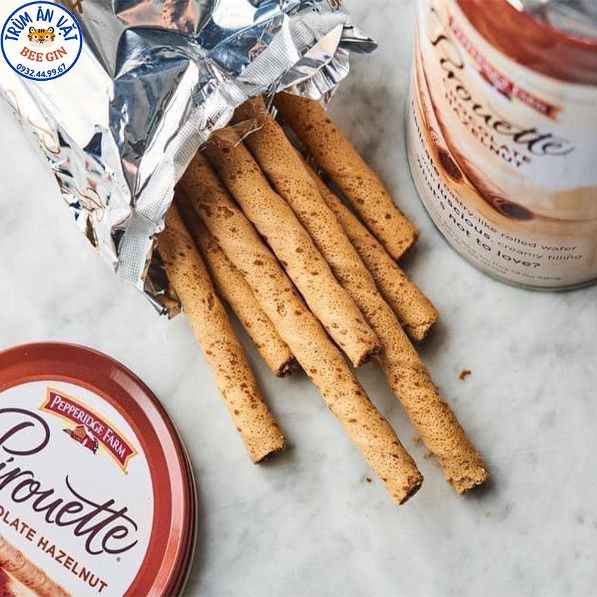 Bánh quế ống điếu pepperidge farm mỹ 382g vị socola, vani, socola hạt dẻ - b02 - ăn vặt beegin