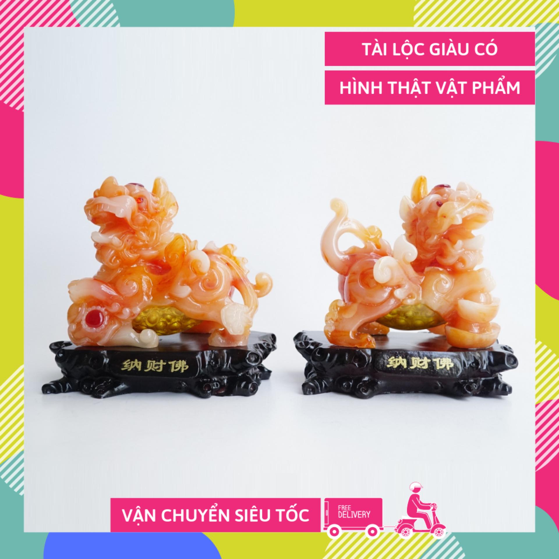 Cặp tượng Tỳ Hưu Cam bụng trứng phong thủy tài lộc công danh - Cao 17cm kèm hướng dẫn khai quang