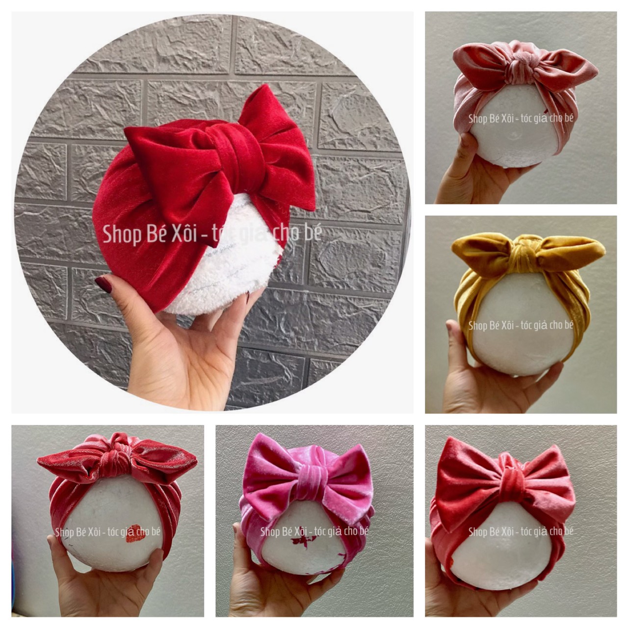 NHUNG -  Mũ turban cho bé gái, nón turban cho bé sơ sinh 3-10kg