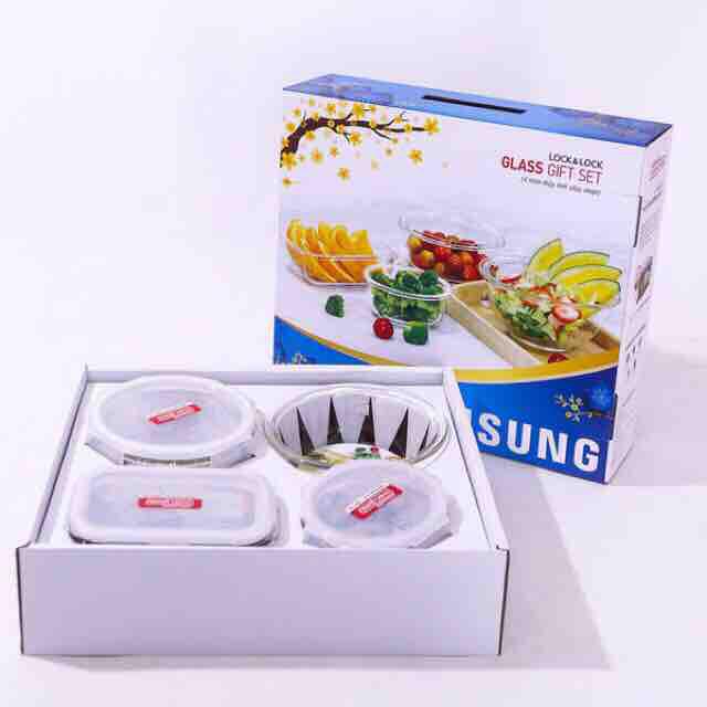 Bộ 4 món thuỷ tinh chịu nhiệt Lock&lock