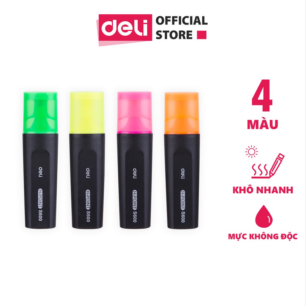 Bút nhớ dòng Deli - Bút dấu dòng - Bút highlight - Hồng, Xanh lá, Vàng, Cam - 1 chiếc - ES600