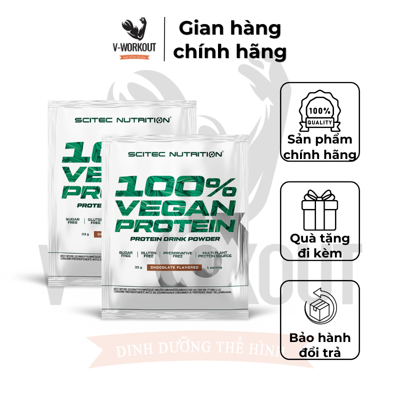 Sample Vegan Protein | Combo 5-10 gói 33g Scitec Nutrition Sample 100% Vegan Protein - Bổ sung protein chay, tăng cơ