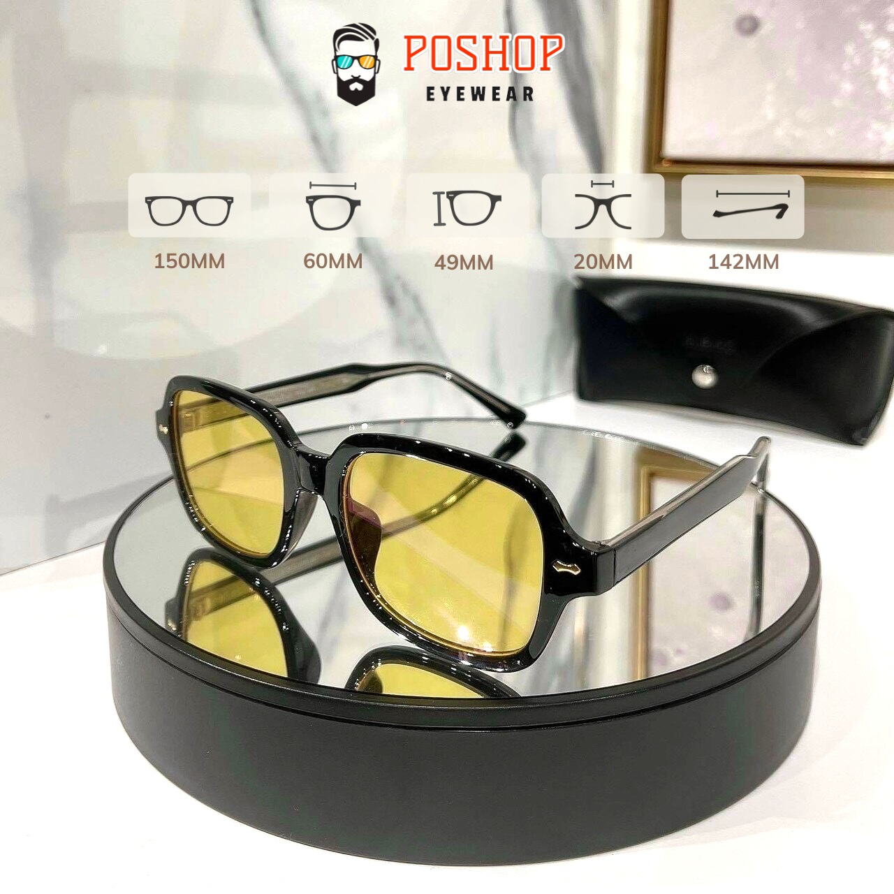 Kính mát nam nữ cao cấp kính râm thời trang unisex gọng mắt vuông chống chói tia uv màu sắc hot trend dễ đeo ST - POSHOP