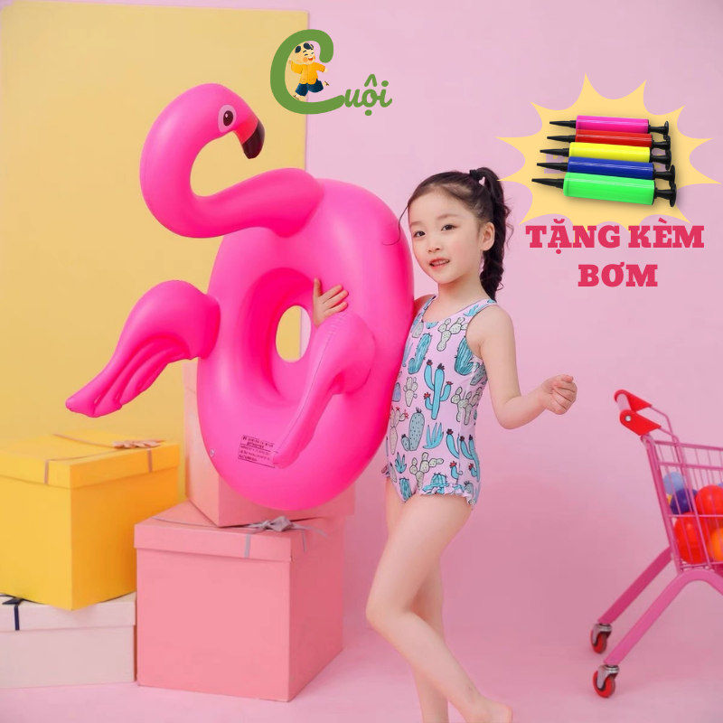 Phao bơi cho bé, phao bơi chống lật hồng hạc an toàn cho trẻ em Cuội Store