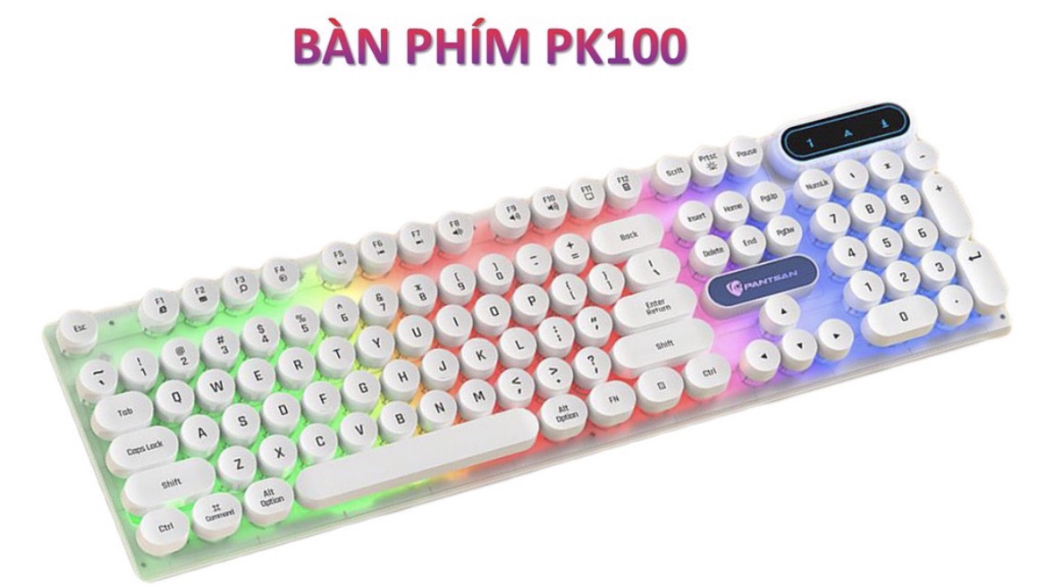 Bàn phím máy tính gaming giả cơ PANTSAN PK100 có dây nút tròn Led 7 màu cực đẹp