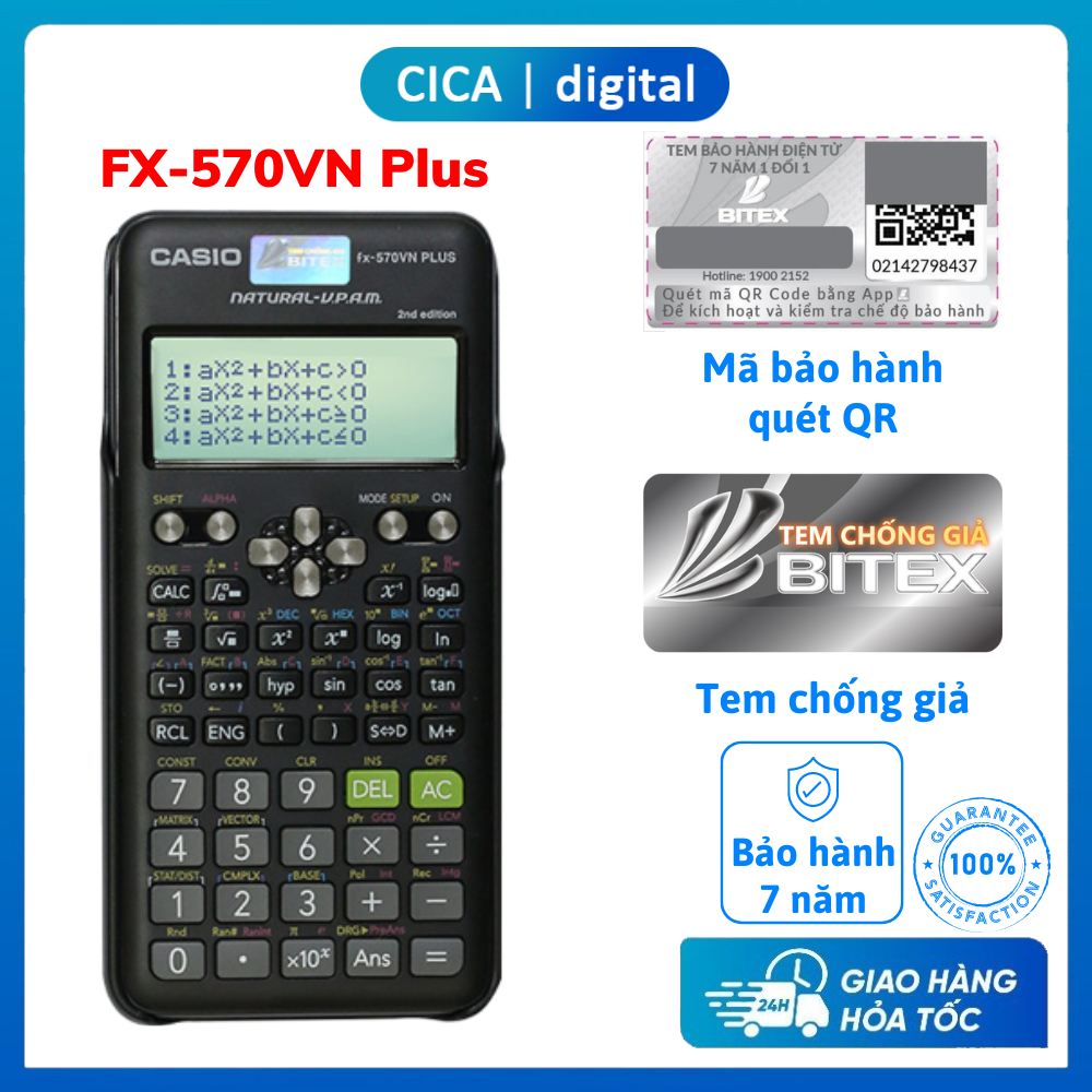 Máy tính Casio FX-570VN Plus New Chính Hãng, Phù hợp mọi lứa tuổi, 417 chức năng, Chuyên dụng được mang vào phòng thi, Bảo hành 7 năm chính hãng