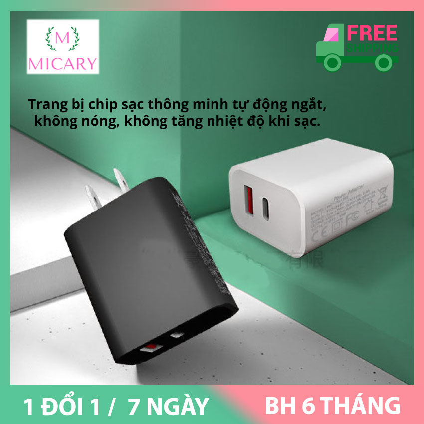 [HCM]Cốc Củ Sạc Nhanh đa năng 2 cổng USB và Type-C Quick charge 3.0 cho smartphone Tablet.nâng cấp hơn cốc sạc hoco. 1 ĐỔI 1 TRONG 7 NGÀY BẢO HÀNH 3 THÁNG BỞI MICARY