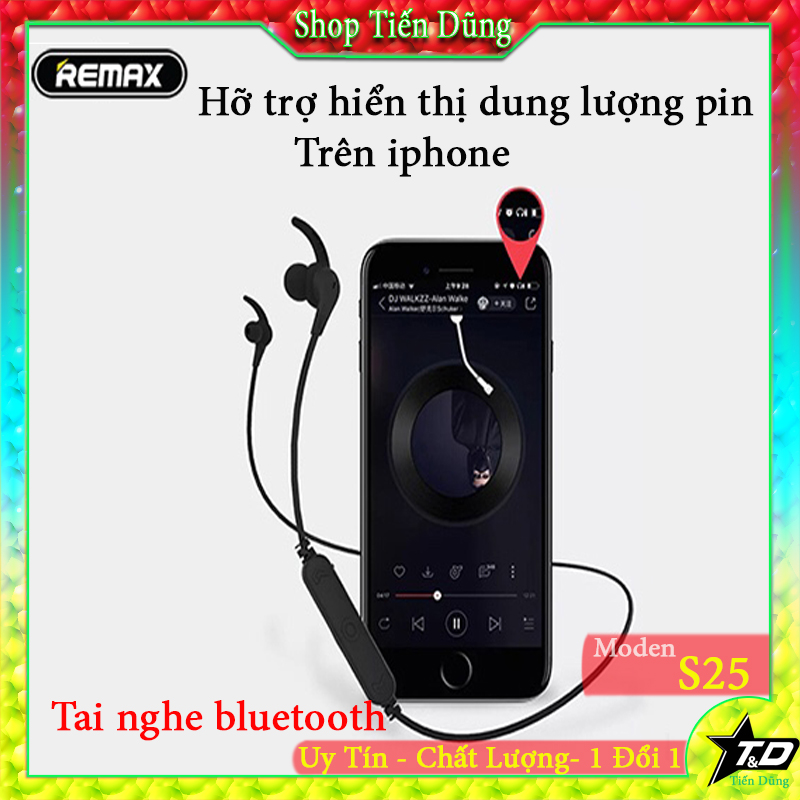 Tai nghe bluetooth remax RB S25 kiểu dáng thể thao hỗ trợ đàm thoại với 2 đầu tai nghe có nam châm hút giúp tai nghe gọn gàng