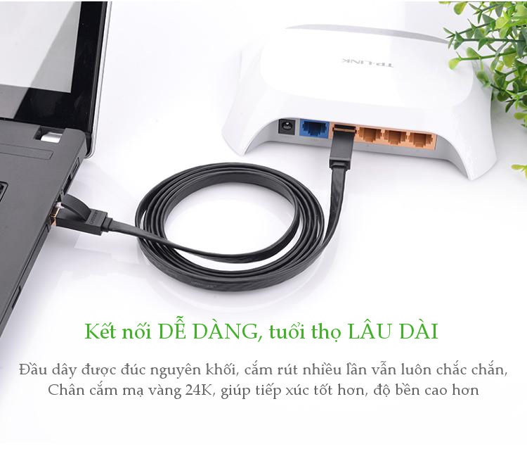 Cáp mạng 2 đầu đúc Cat7 UTP Patch Cords dạng dẹt dài từ 0.5-10M UGREEN NW106 Cáp mạng 2 đầu đúc Cat7 UTP Patch Cords dạng dẹt dài từ 0.5-10M UGREEN NW106