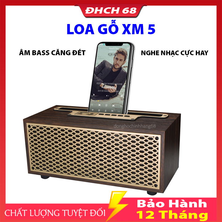 Loa bluetooth XM5 vỏ gỗ, thiết kế sang trọng, bass mạnh mẽ, nghe nhạc hay bảo hành 12 tháng