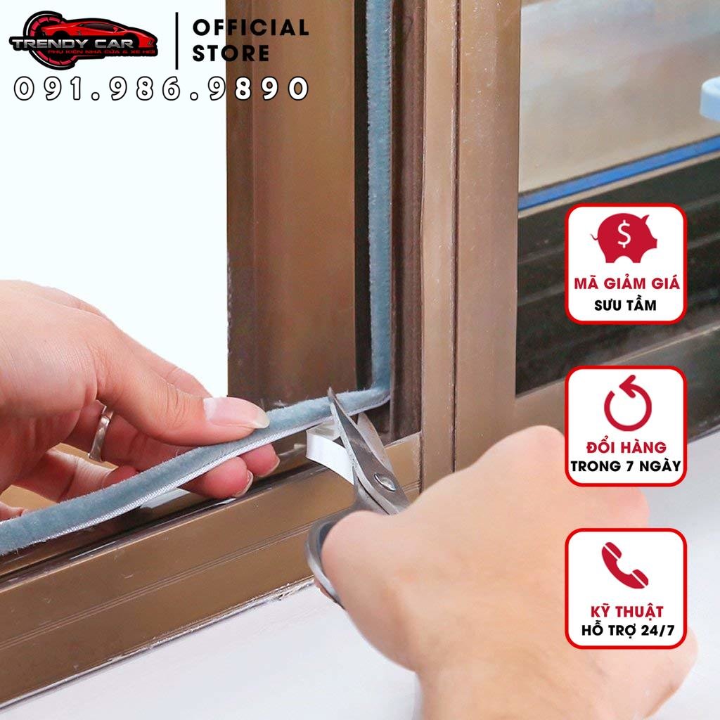 Gioăng lông cuộn dài 5 mét cho cửa sổ Ron nheo, gioăng nỉ cỡ 12 mm loại tốt