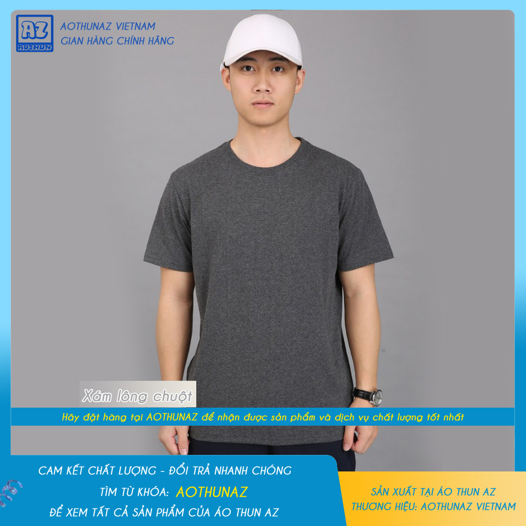 AOTHUNAZ - Áo thun trơn nam nữ màu xám lông chuột đơn giản tinh tế - Vải cotton thoáng mát