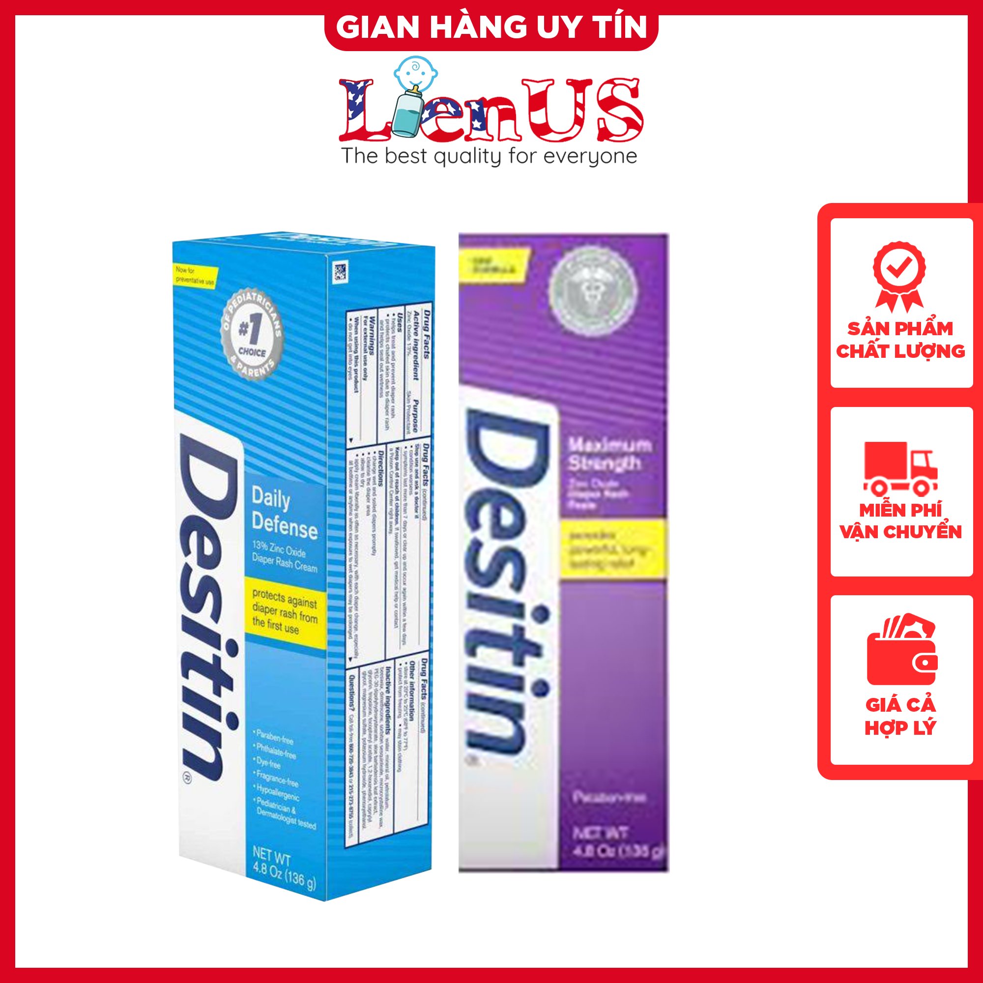 Kem chống hăm tã, dưỡng da cho bé chính hãng Desitin 136g
