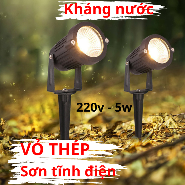 Đèn rọi cây đèn chiếu sáng cây cảnh đèn trang trí sân vườn tiểu cảnh ngoài trời 220v 5w vỏ thép kháng nước ip65