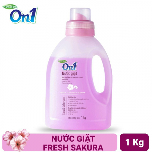 Nước giặt On1 hương Fresh Sakura 1Kg - Sạch khuẩn, khử mùi, kết hợp giặt xả 2 trong 1
