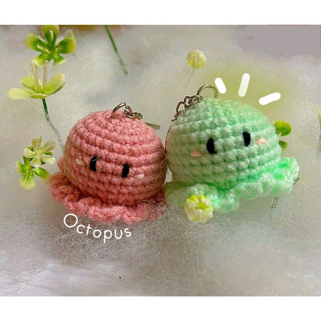 Móc Khóa Bạch Tuộc Mini Bằng Len Handmade