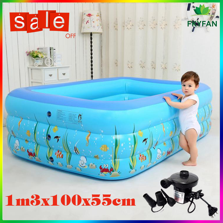 [TẶNG BƠM ĐIỆN + BỘ VÁ BỂ ] Bể Bơi Trẻ Em 1m3 bể bơi cho bé Hồ Bơi Trong Nhà, Mua Ngay Bể Phao Bơi 130Cmx90Cmx55Cm Intex 3 Tầng Cao Cấp,Chất Liệu Dày Dặn,Kiểu Dáng Đẹp,Độ Bền Cao - BBM3