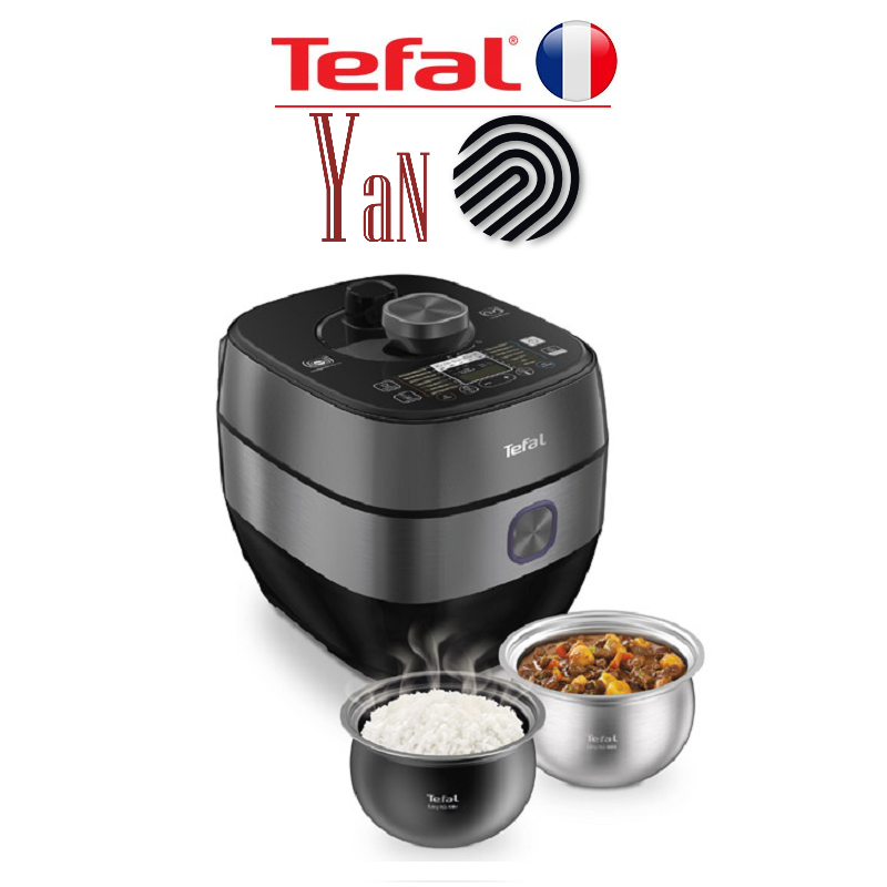 Nồi áp suất điện tử 2 lồng niêu chống dính nấu cơm hầm chậm đa năng 5L Tefal Smart Pro CY638868 1300W - Hàng chính hãng