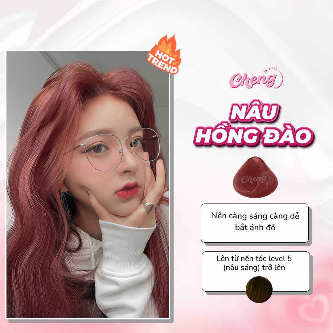 HOÀN TIỀN 15% - Thuốc Nhuộm Tóc Màu NÂU HỒNG ĐÀO Không Tẩy | Chenglovehair Chenglovehairs