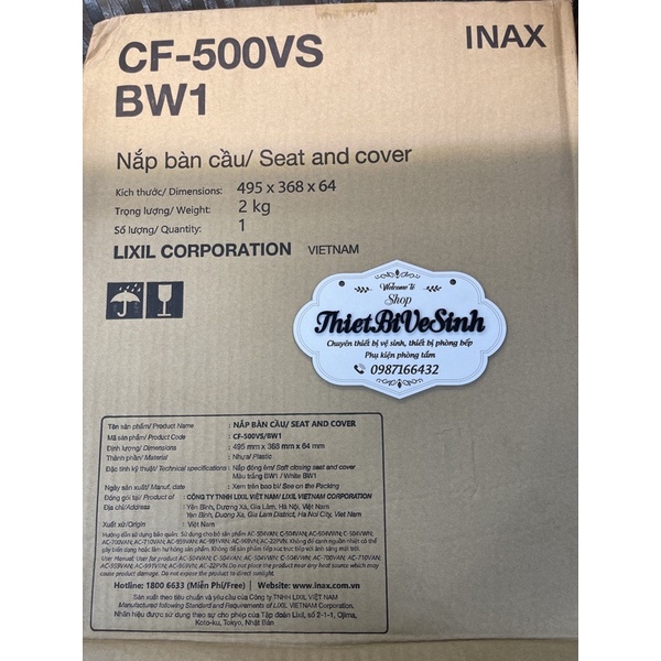 Nắp bồn cầu rơi êm inax cf-500vs gắn bồn cầu ac959,ac969,ac700,ac710,ac991,ac22pvn chính hãng