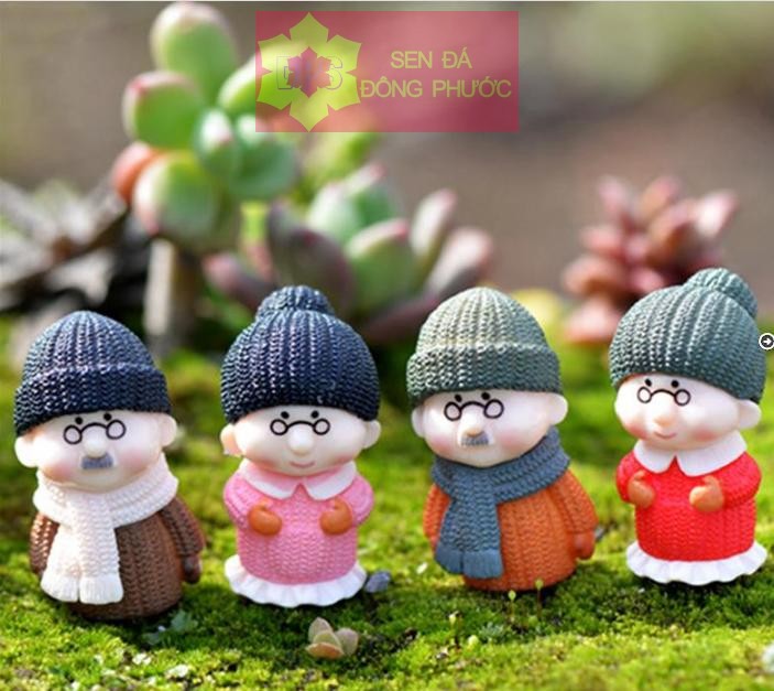 [HCM]Phụ kiện tiểu cảnh sen đá xương rồng- ông bà già mặc áo len - cây văn phòng, cây phong thuỷ -sendadongphuoc